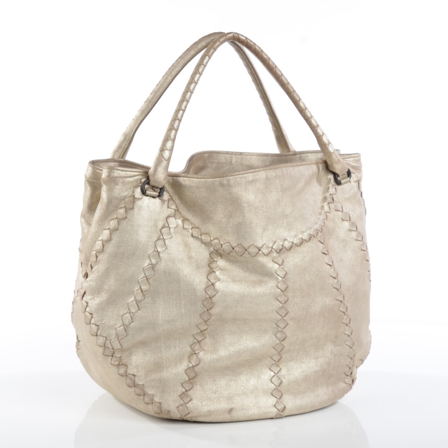 Washed Lambskin Mineral Budoir Tote Gold