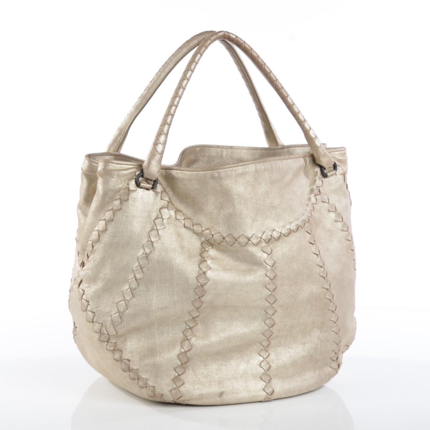Bottega Veneta Washed Lambskin Mineral Budoir Tote Gold 3 of 8