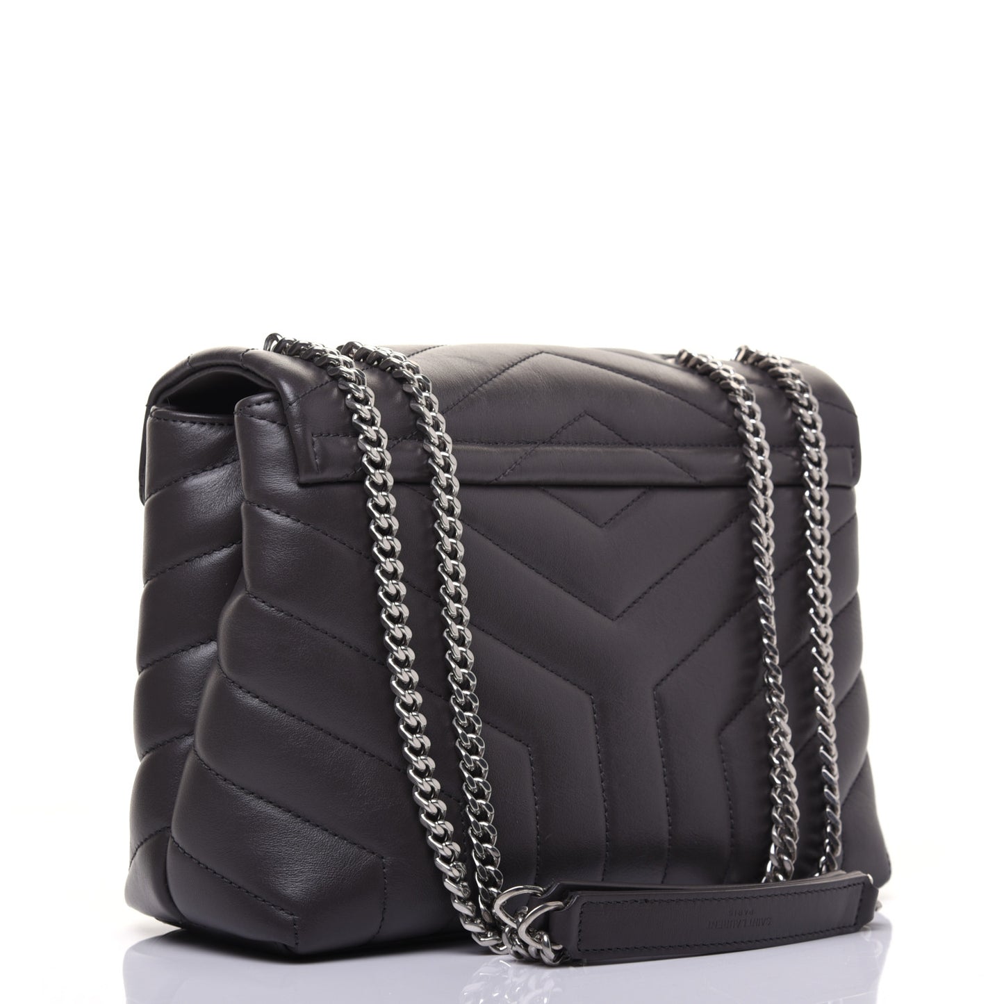 Calfskin Y Quilted Monogram Small Loulou Chain Satchel Asphalt