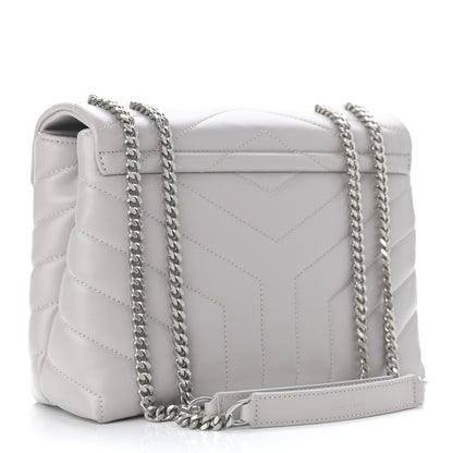 Saint Laurent Calfskin Y Quilted Monogram Small Loulou Chain Satchel Granite 3 of 12