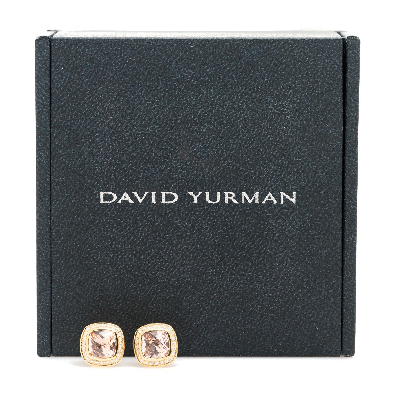 David Yurman 18K Yellow Gold Diamond Morganite 7mm Albion Earrings 5 of 5