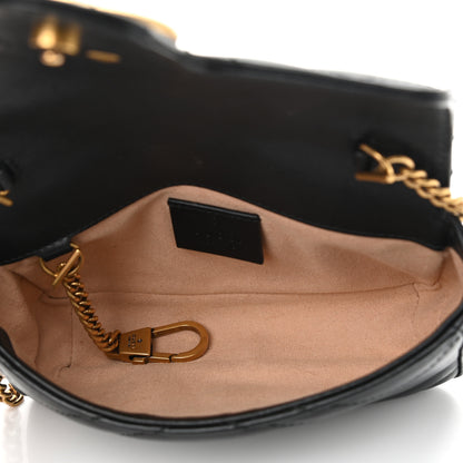 Gucci Calfskin Matelasse Super Mini GG Marmont Shoulder Bag Black 5 of 10