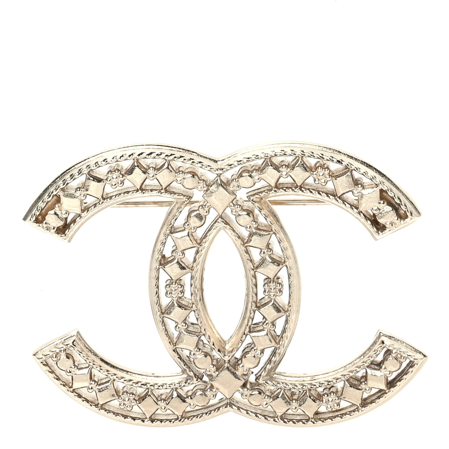 Metal CC Brooch Light Gold