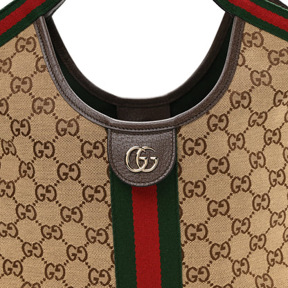 Gucci Monogram Web Small Giglio Tote Beige Dark Brown 8 of 11
