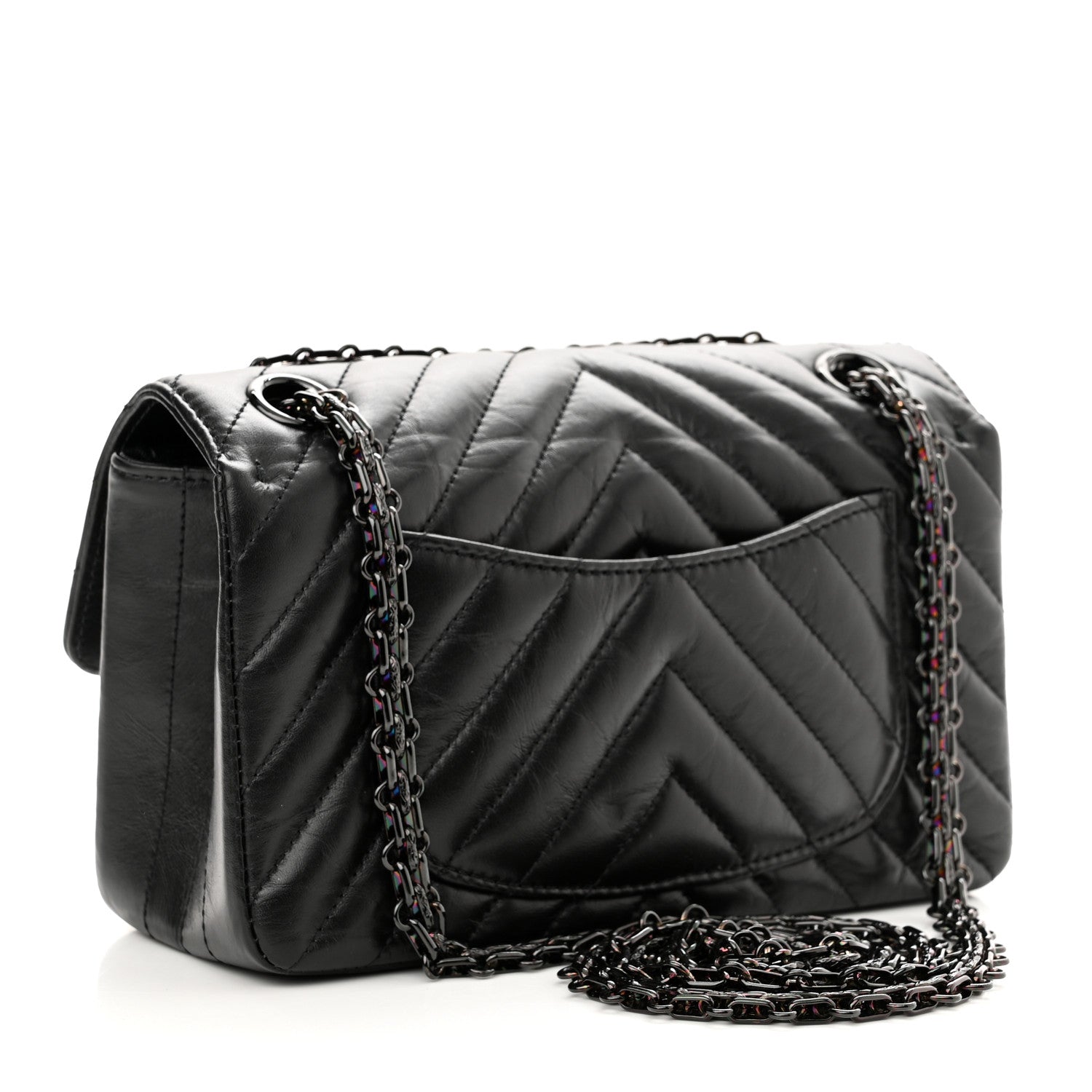 Chanel Aged Calfskin Chevron Quilted 2.55 Reissue Mini Flap So Black 3 of 10