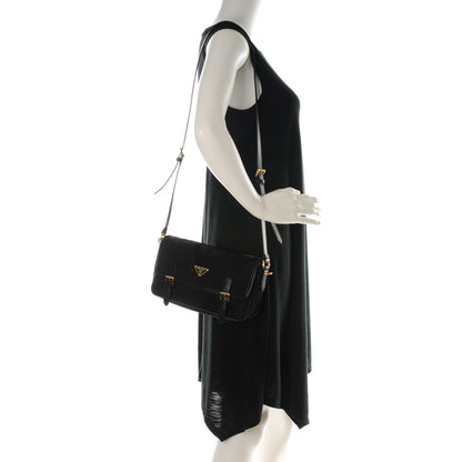 Prada Tessuto Nylon Saffiano Messenger Bag Nero Black 2 of 8