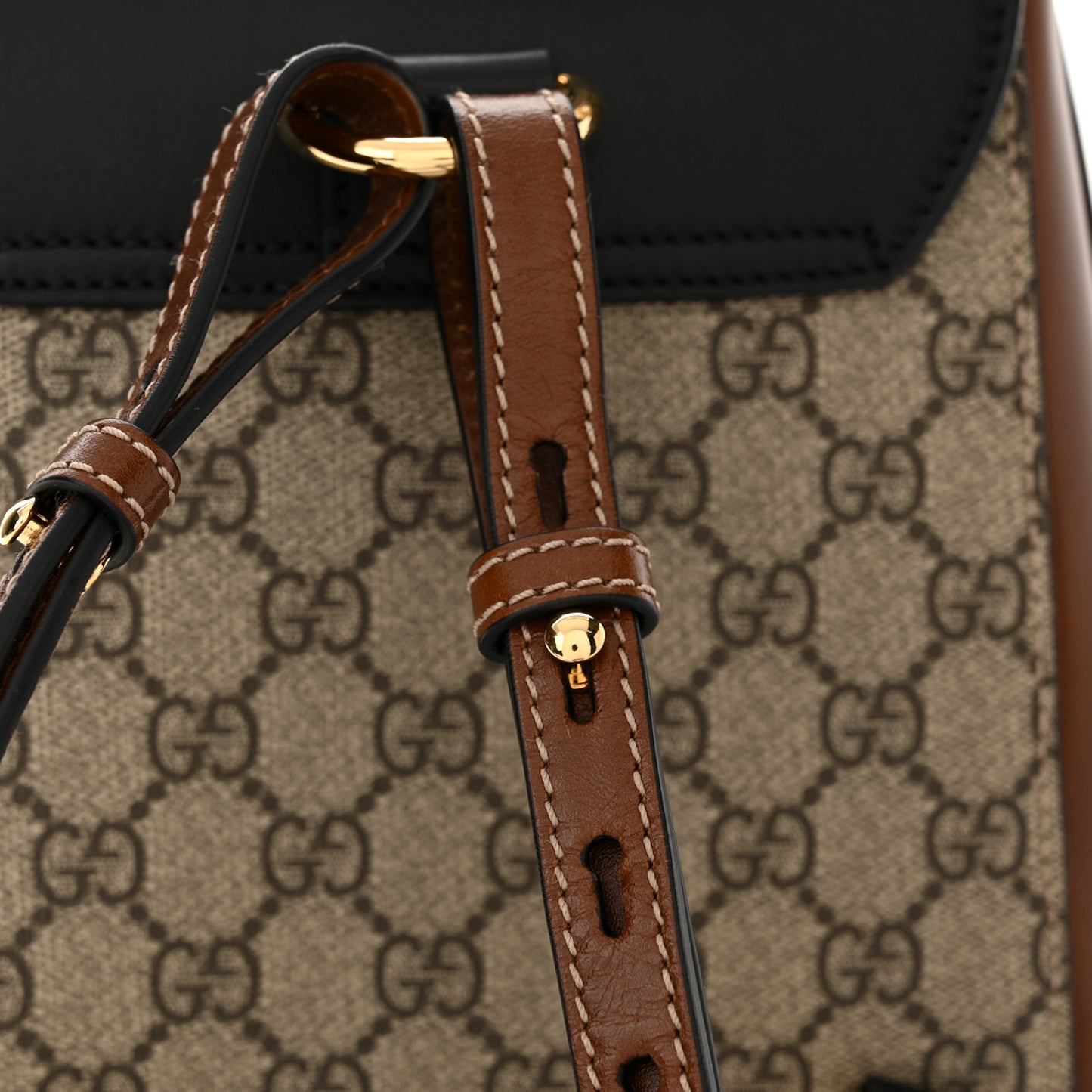 GG Supreme Monogram Calfskin Padlock Backpack Beige Cuir Black