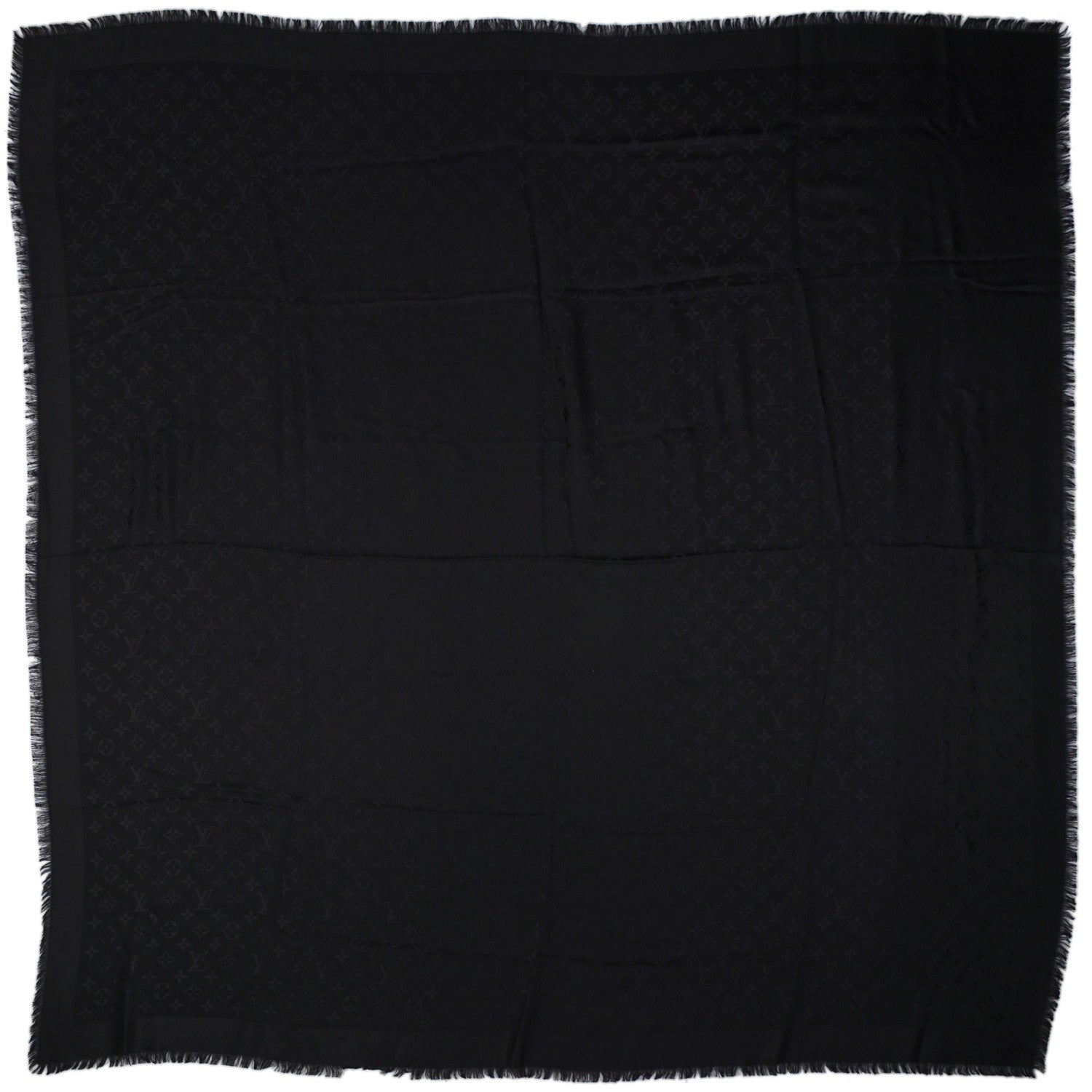 Louis Vuitton Silk Wool Monogram Shawl Black 3 of 5