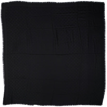 Louis Vuitton Silk Wool Monogram Shawl Black 3 of 5