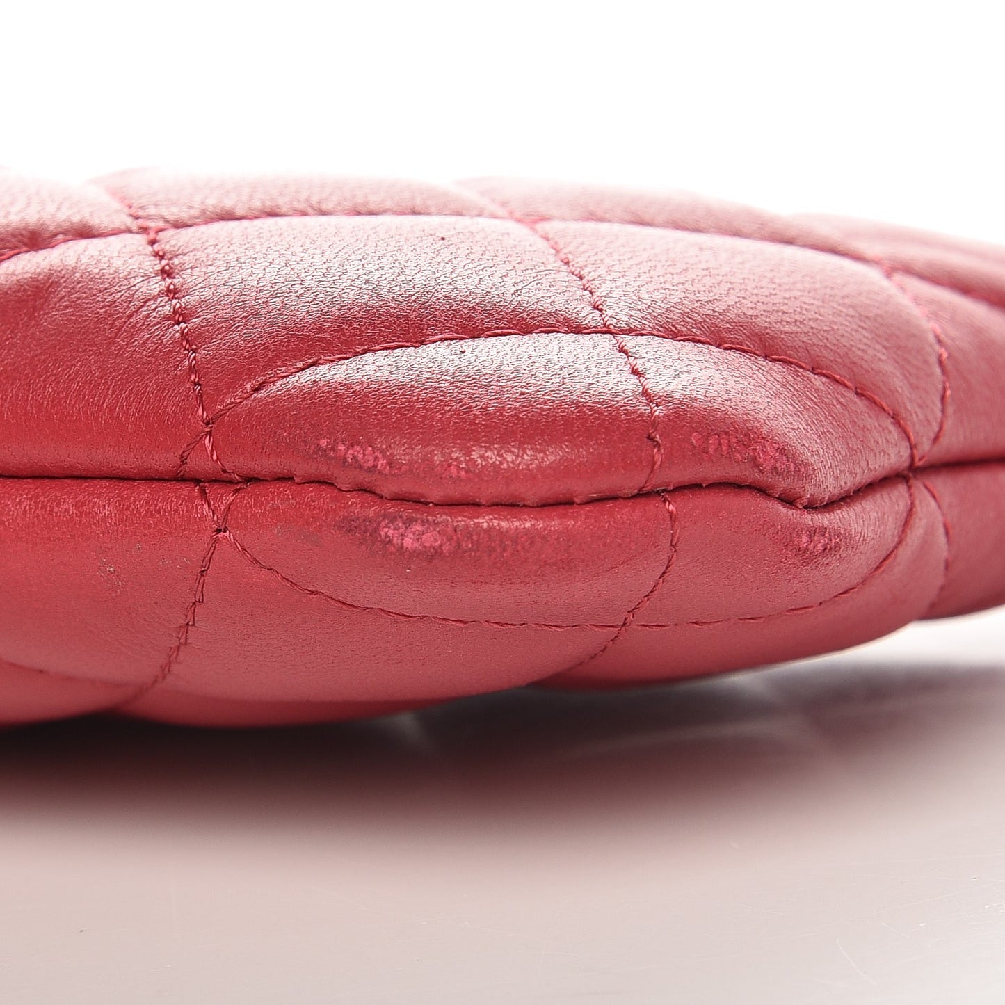 Lambskin Quilted Small Cosmetic Case Dark Pink