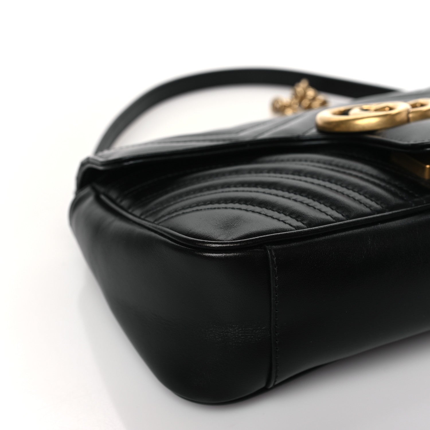 Gucci Calfskin Matelasse Small GG Marmont Shoulder Bag Black 8 of 9