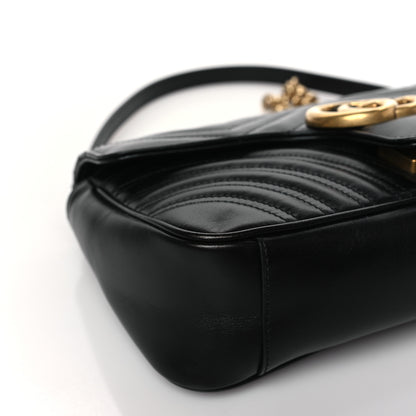 Gucci Calfskin Matelasse Small GG Marmont Shoulder Bag Black 8 of 9