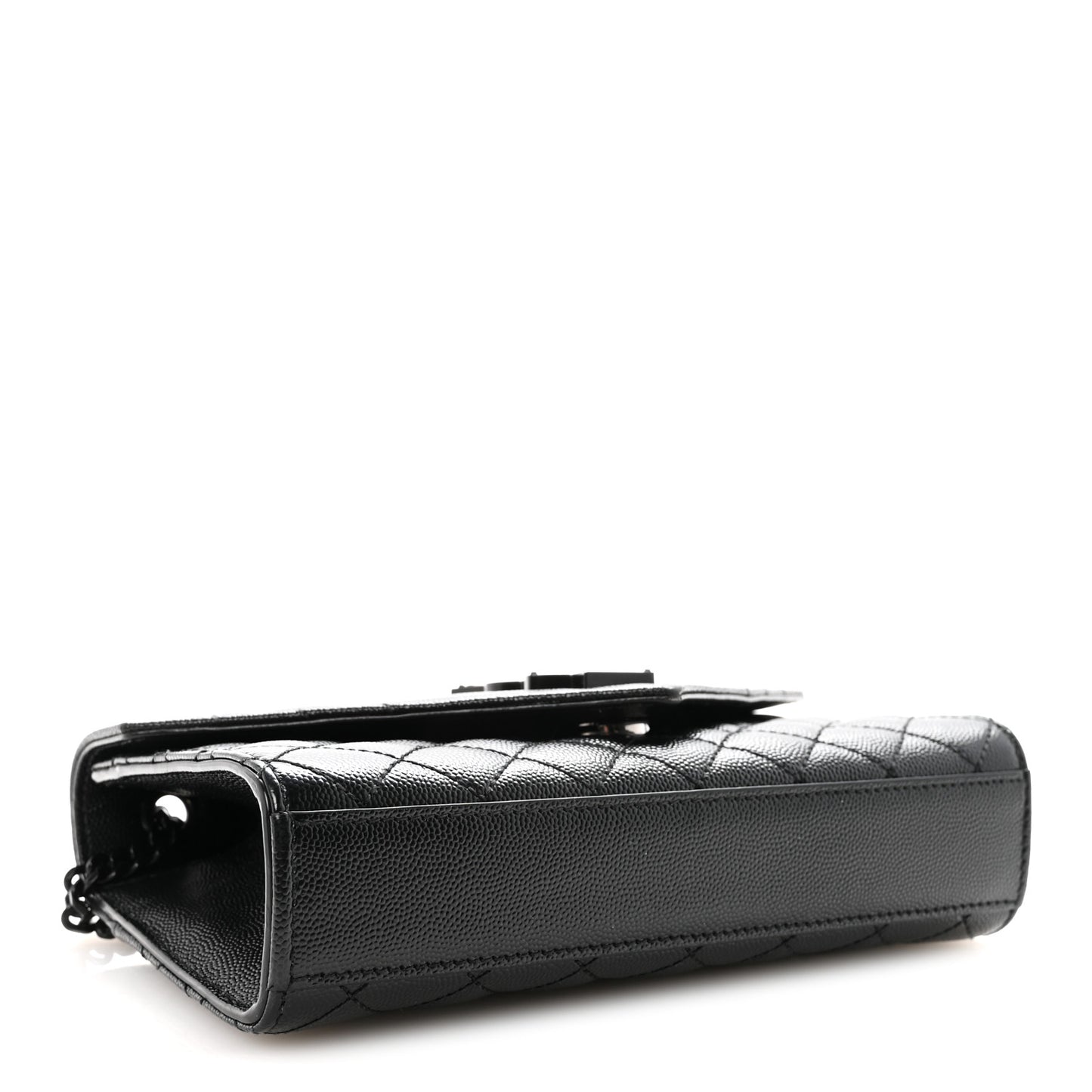 Grain De Poudre Textured Mixed Matelasse Triquilt Small Monogram Monochrome Satchel Black