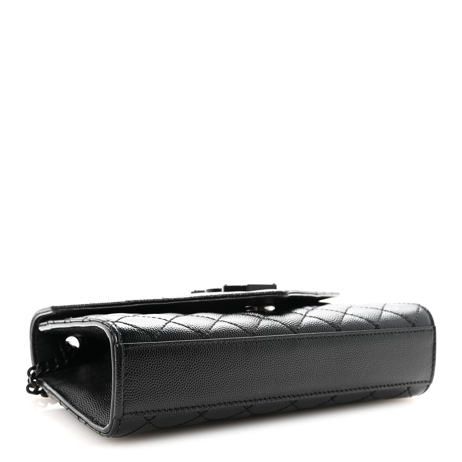 Saint Laurent Grain De Poudre Textured Mixed Matelasse Triquilt Small Monogram Monochrome Satchel Black 4 of 9