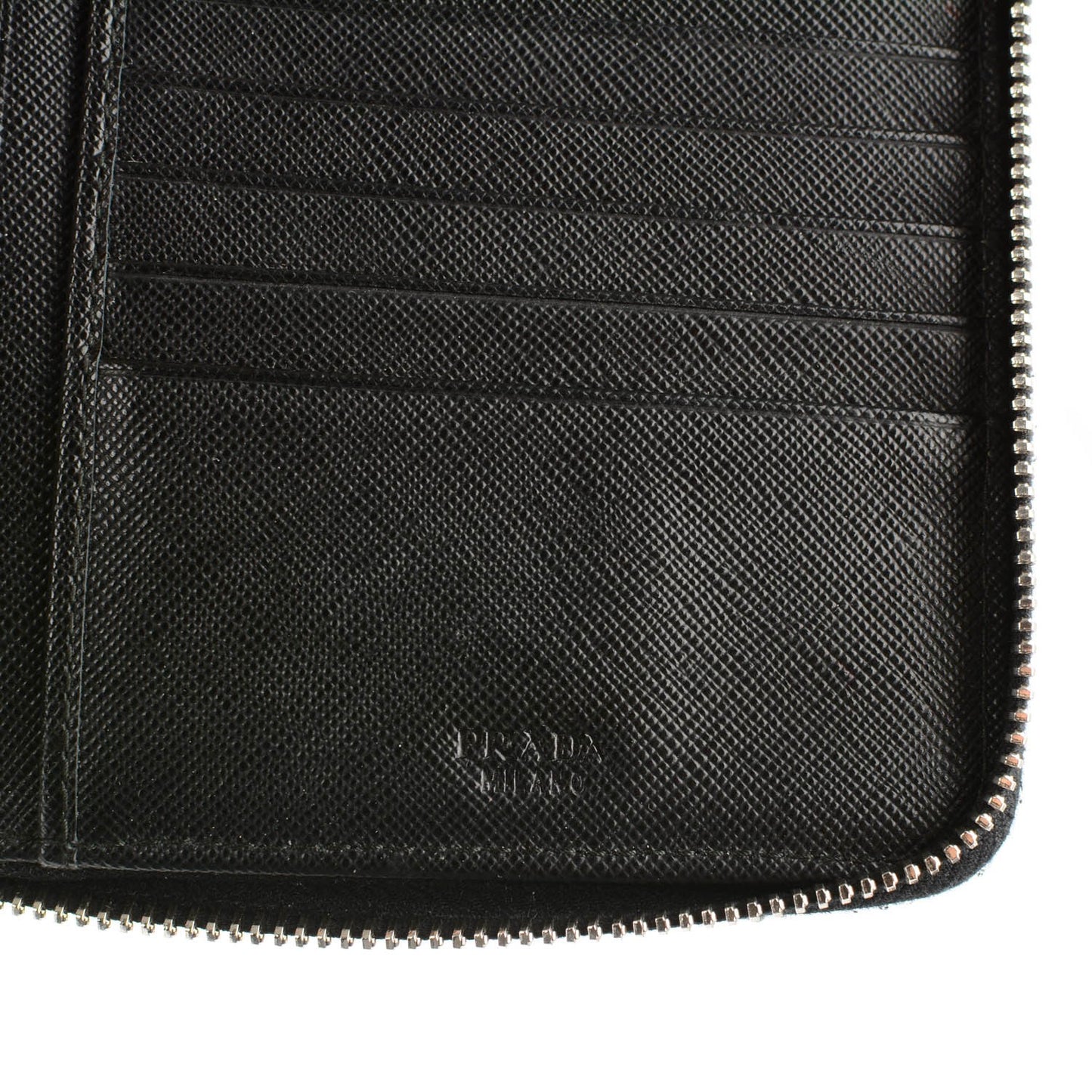 Saffiano Large Zip Around Travel Wallet Nero Black