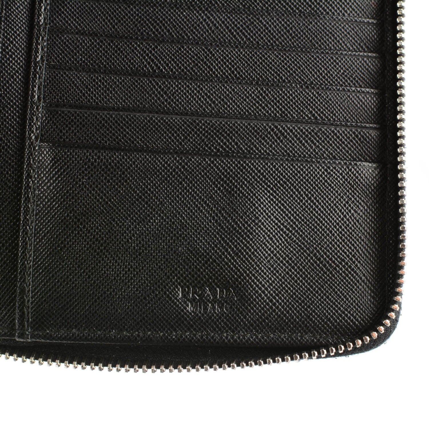 Prada Saffiano Large Zip Around Travel Wallet Nero Black 7 of 10