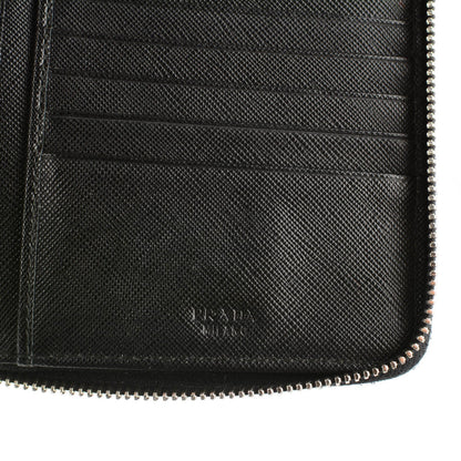 Prada Saffiano Large Zip Around Travel Wallet Nero Black 7 of 10