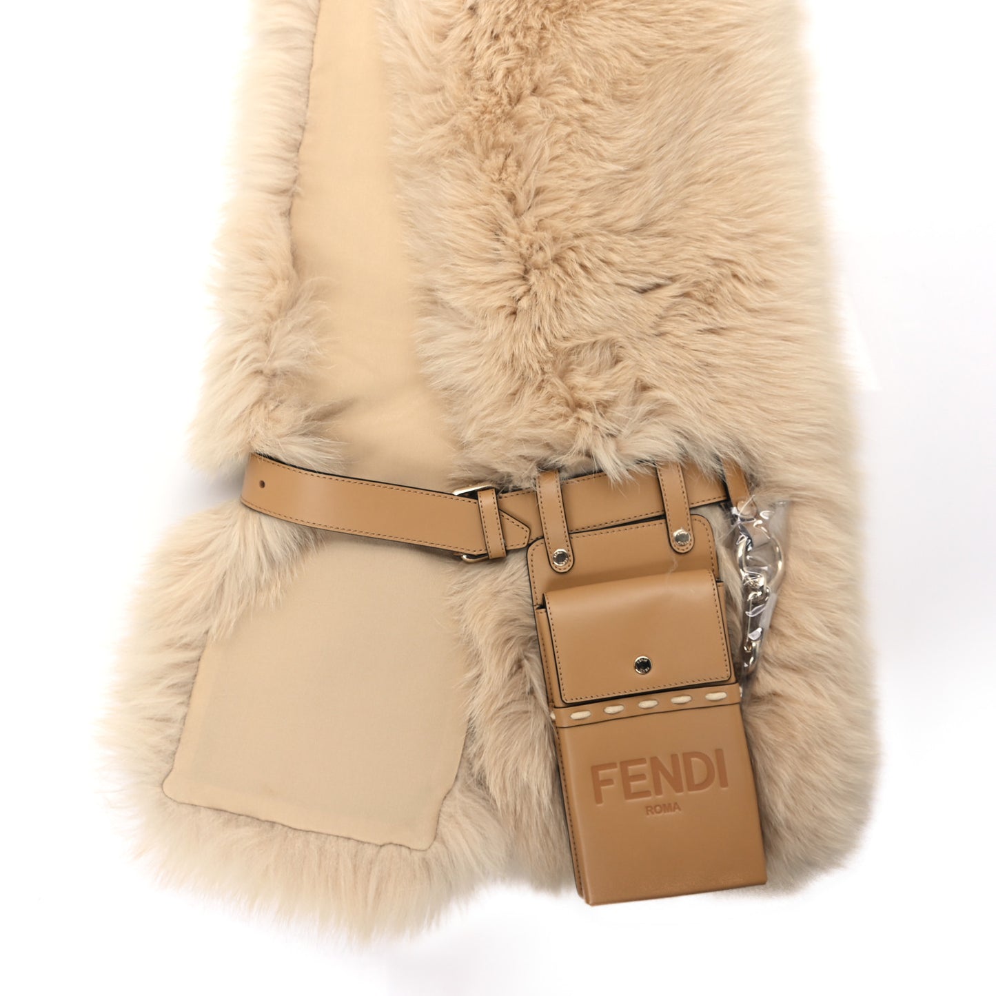 Fox Fur Vitello King Stole With Pouch Gold