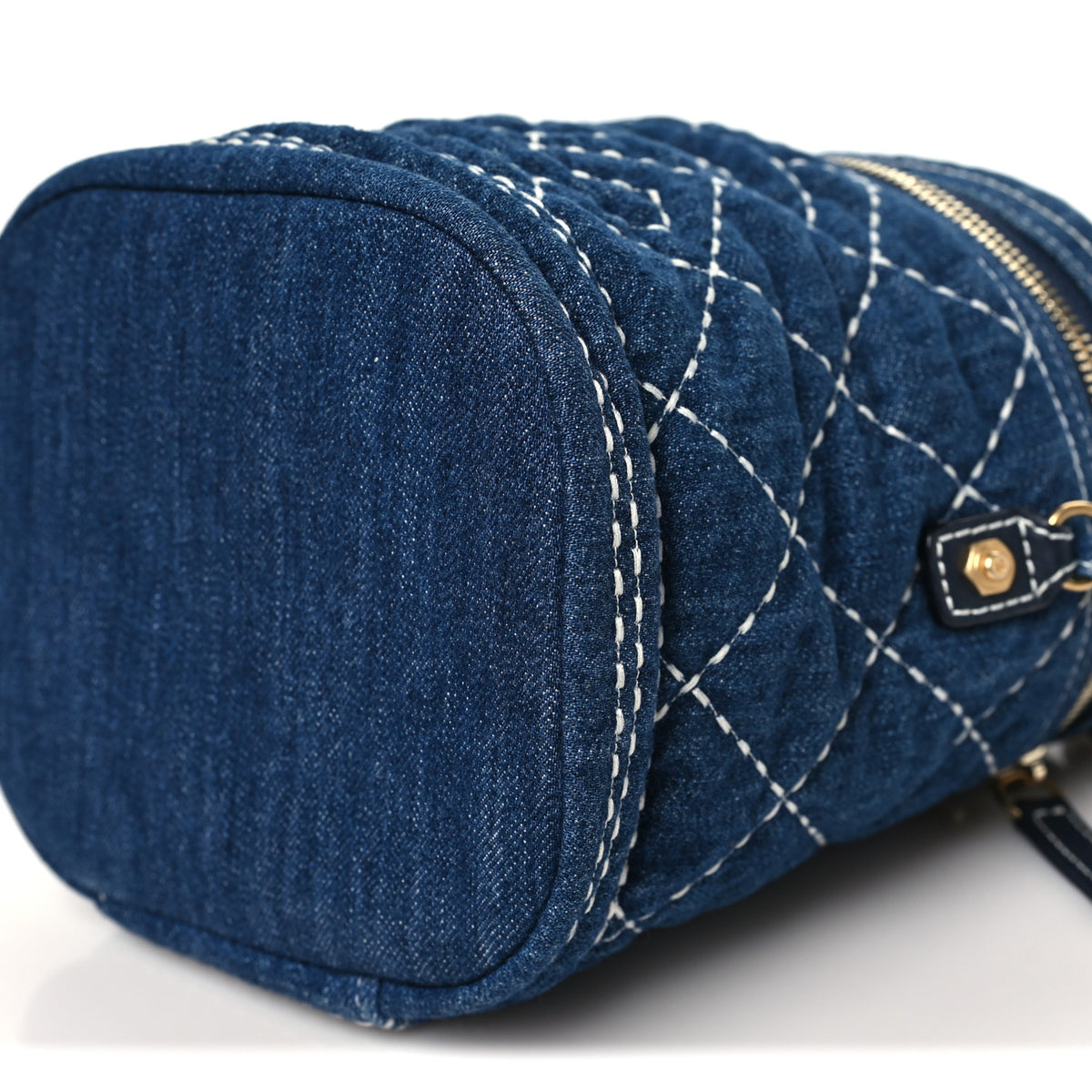 Chanel Denim Quilted Denim Trip Vanity Cosmetic Case Blue 9 of 9