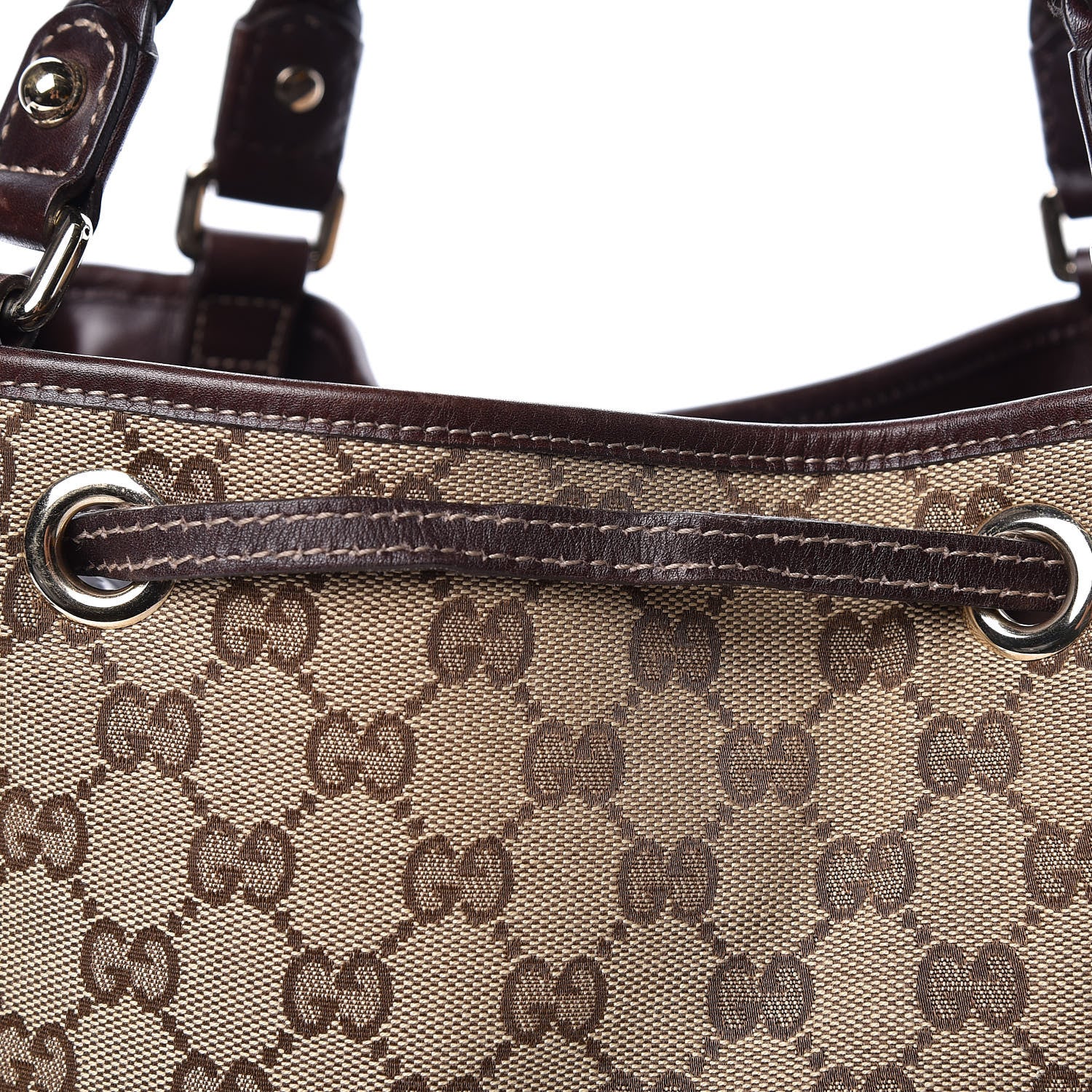 Gucci Monogram Peggy Braided Tote Dark Brown 10 of 12