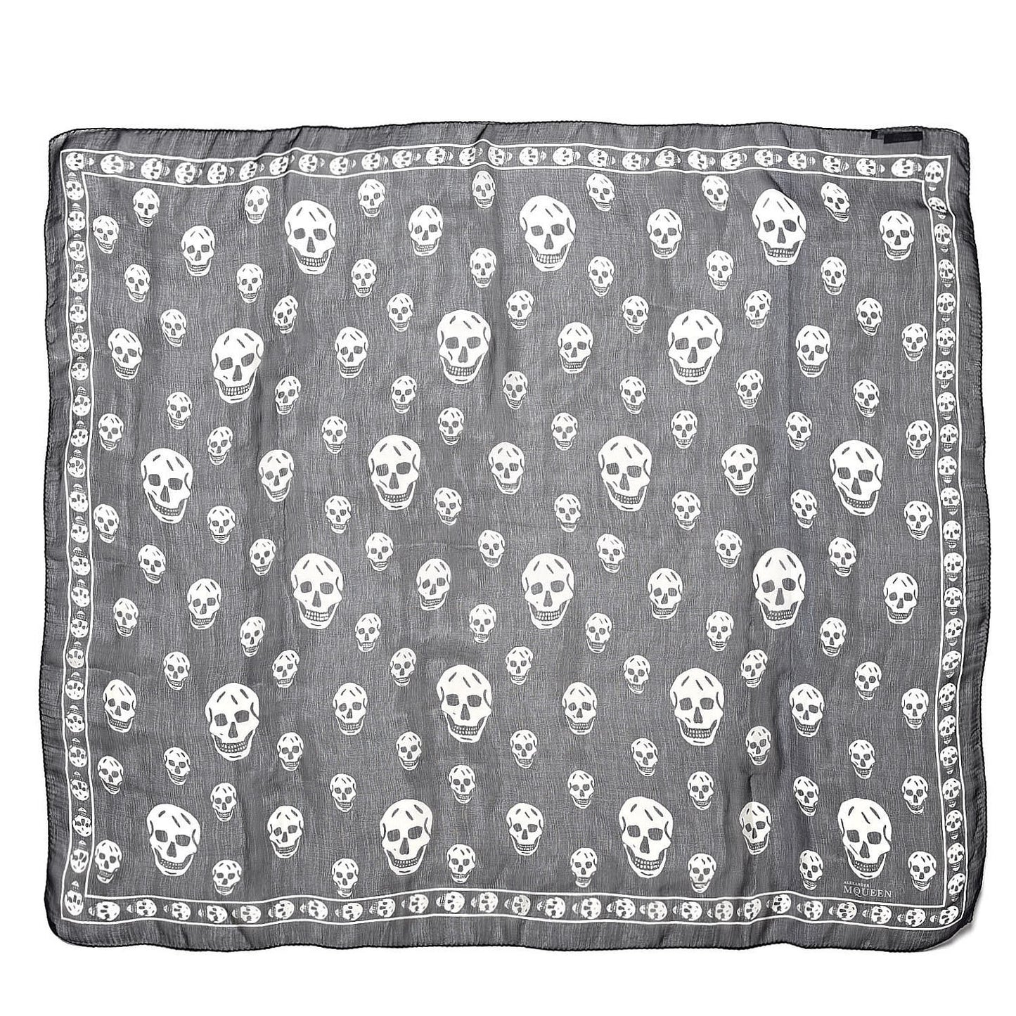 Silk Chiffon Skull Scarf Black Ivory