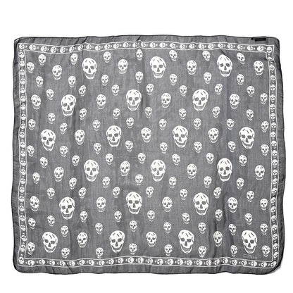 Alexander McQueen Silk Chiffon Skull Scarf Black Ivory 1 of 5