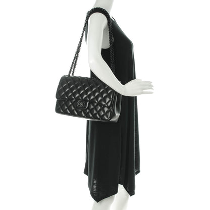 Chanel Lambskin Quilted Jumbo Double Flap So Black 2 of 8