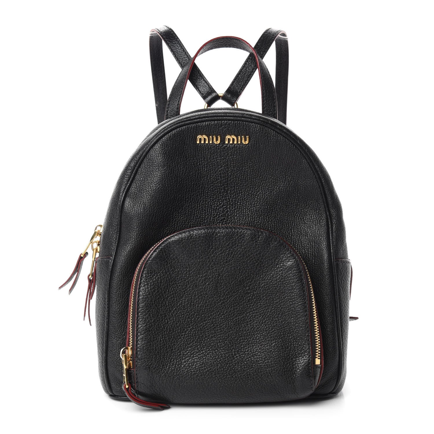 Miu Miu Goatskin Madras Backpack Black 1 of 11