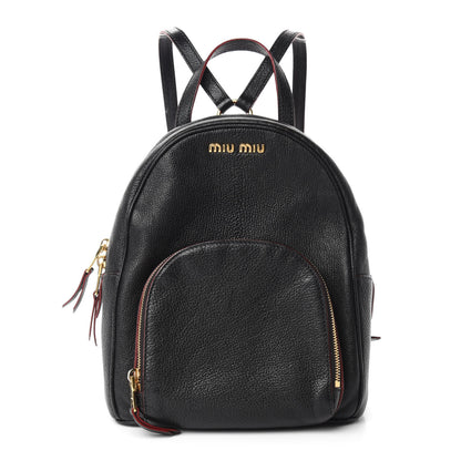 Miu Miu Goatskin Madras Backpack Black 1 of 11