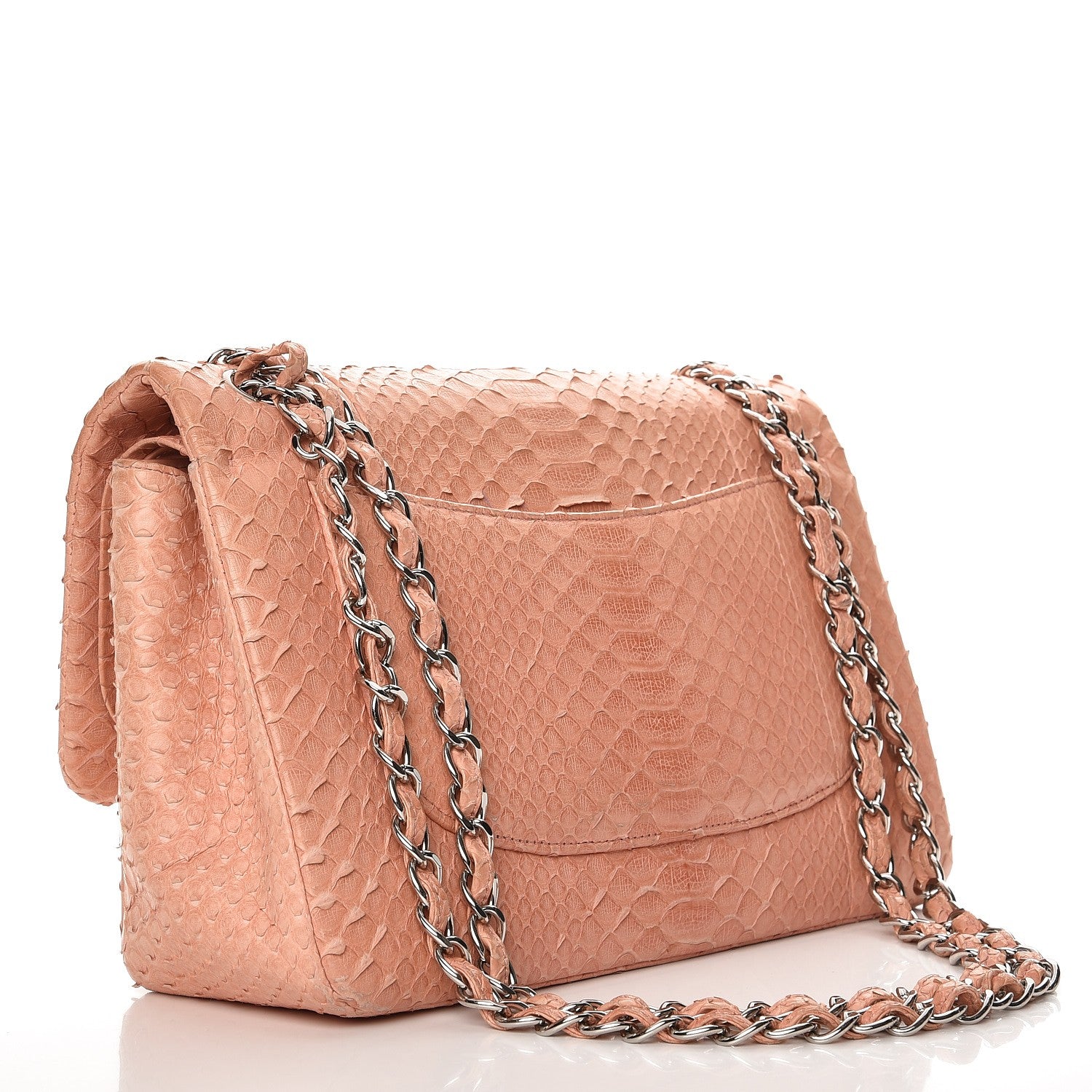 Chanel Python Jumbo Double Flap Pink 4 of 14