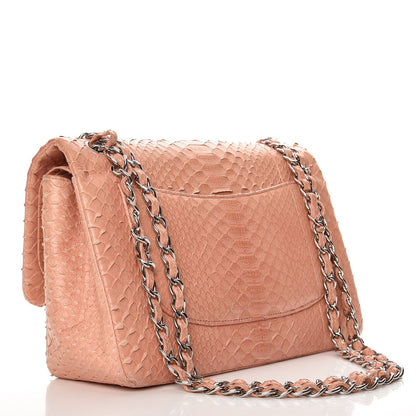 Chanel Python Jumbo Double Flap Pink 4 of 14