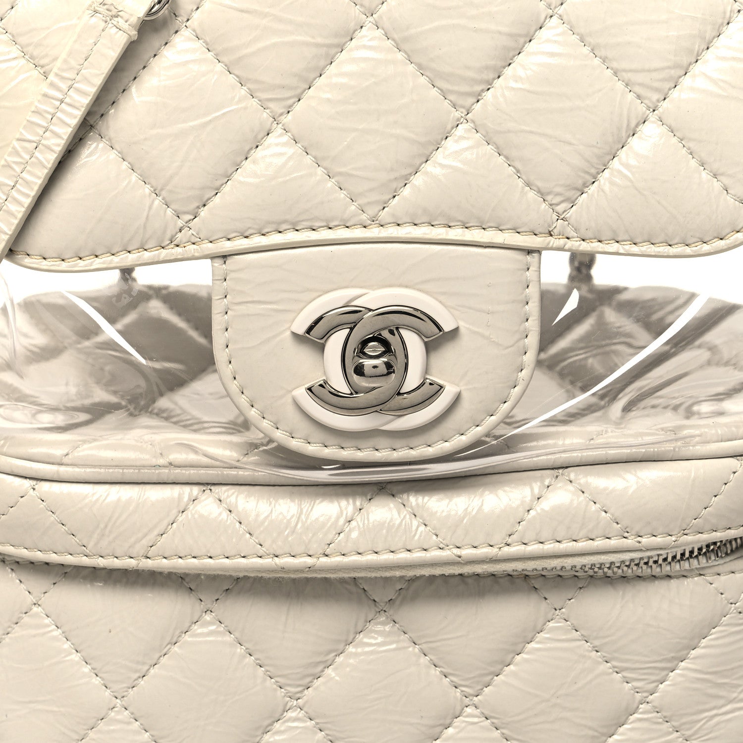 Chanel Crumpled Calfskin PVC Quilted Flap White 9 of 11