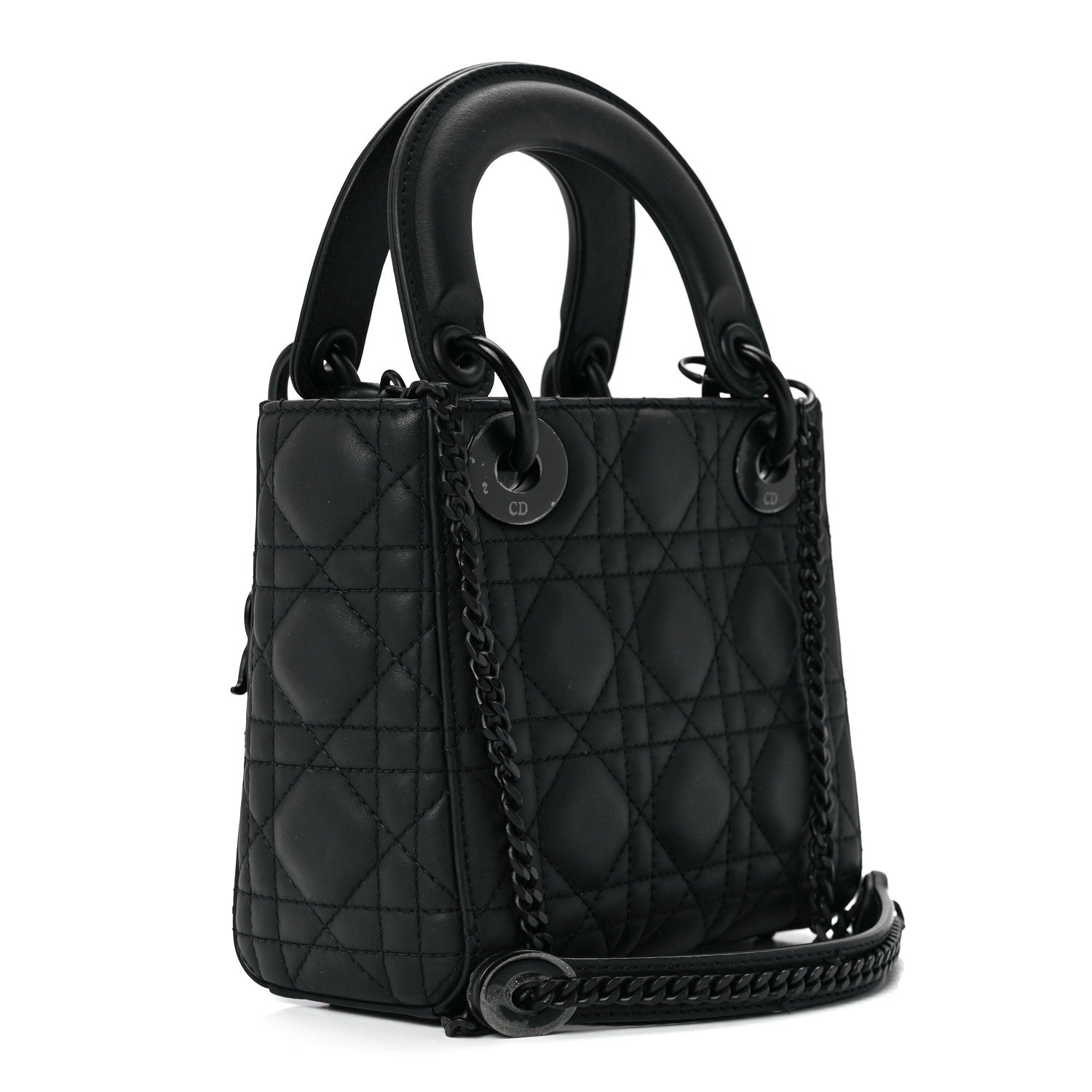 Christian Dior Ultra Matte Calfskin Cannage Mini Lady Dior Black 3 of 11