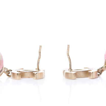 Chanel Silk Enamel Plaid CC Earrings Pink White 5 of 6