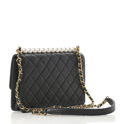 Chanel Lambskin Quilted Small Chic Pearls Flap Black 3 of 14