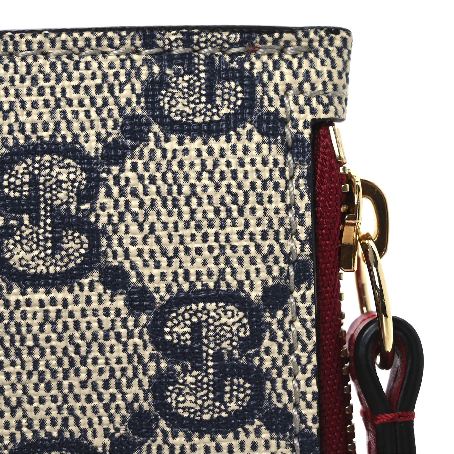 GG Supreme Monogram Coin Case Card Holder Beige Blue Hibiscus Red