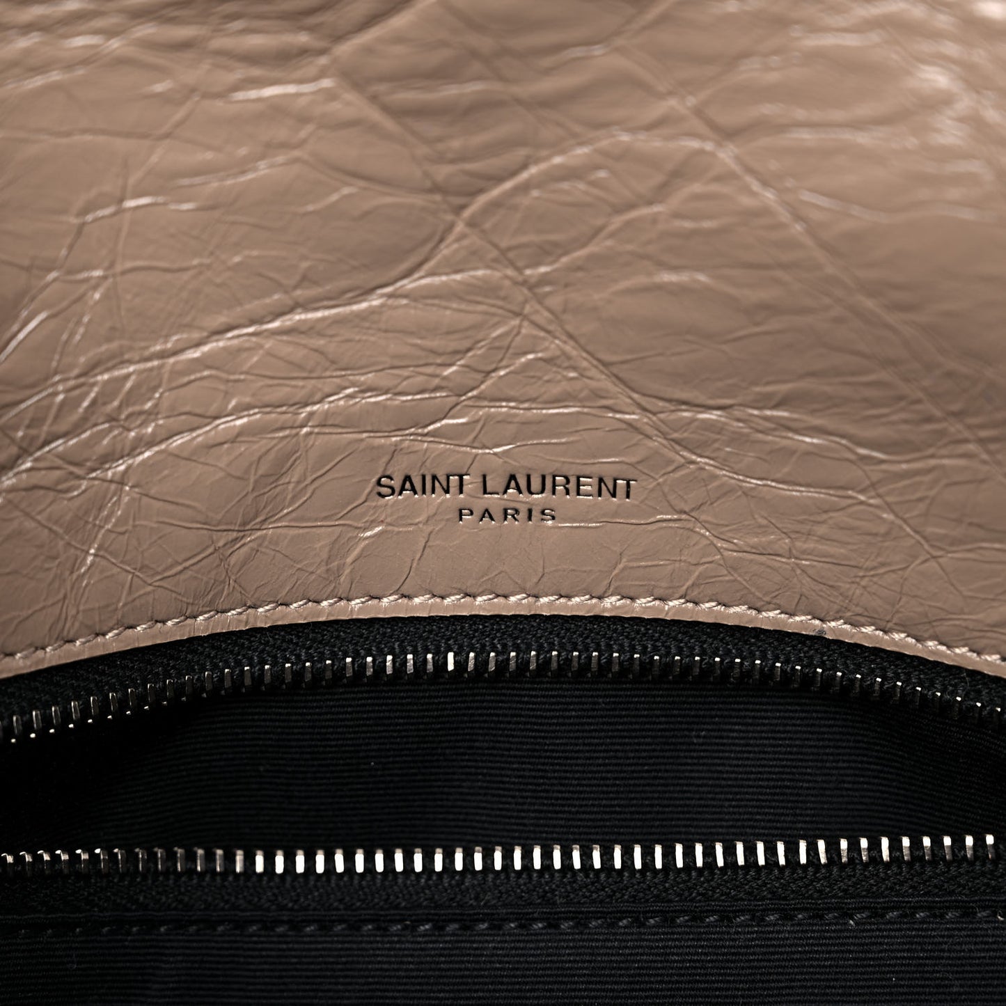 Crinkled Calfskin Matelasse Monogram Medium Niki Chain Satchel Light Taupe