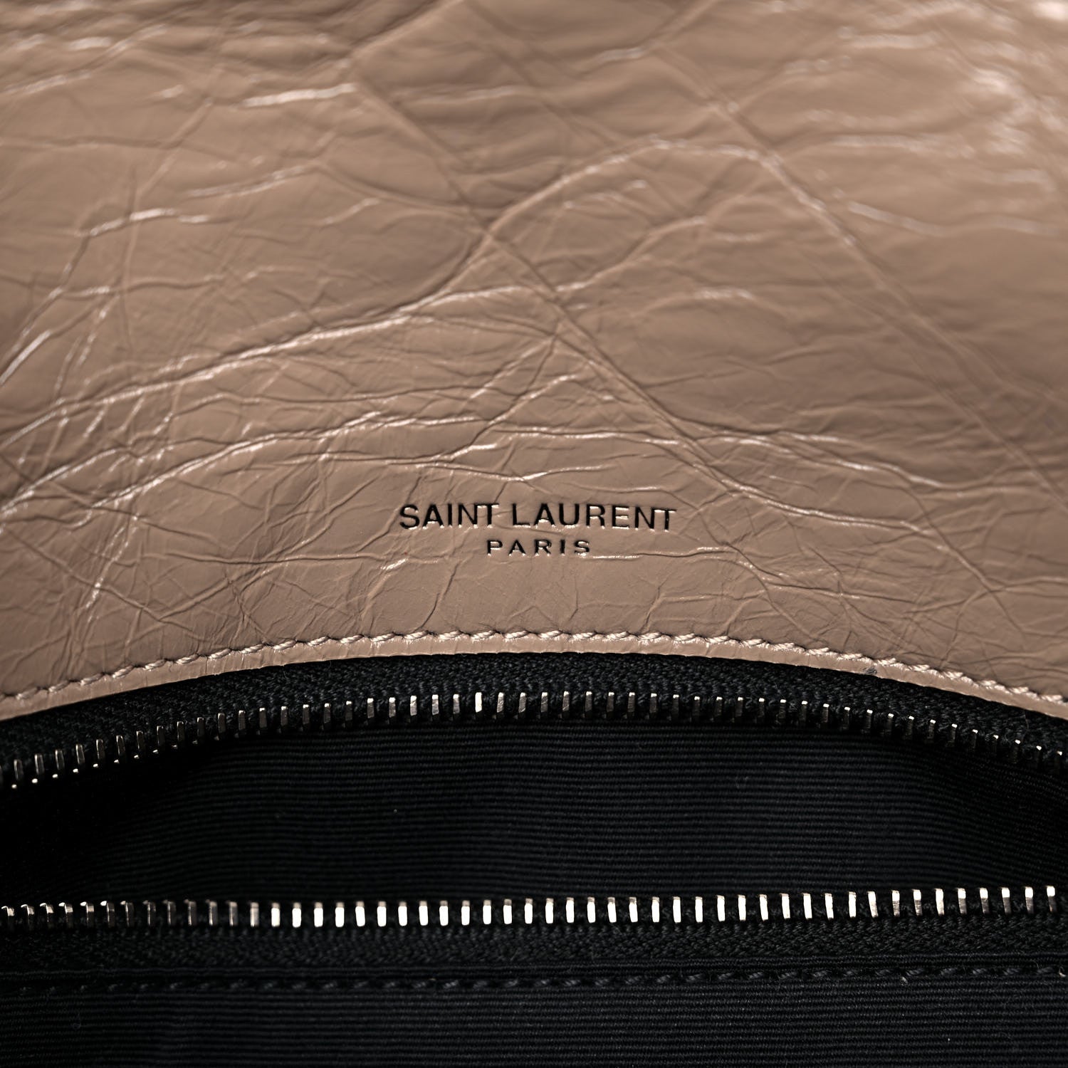 Saint Laurent Crinkled Calfskin Matelasse Monogram Medium Niki Chain Satchel Light Taupe 11 of 13