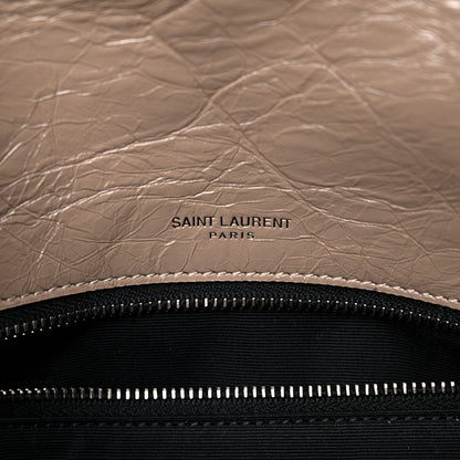 Saint Laurent Crinkled Calfskin Matelasse Monogram Medium Niki Chain Satchel Light Taupe 11 of 13