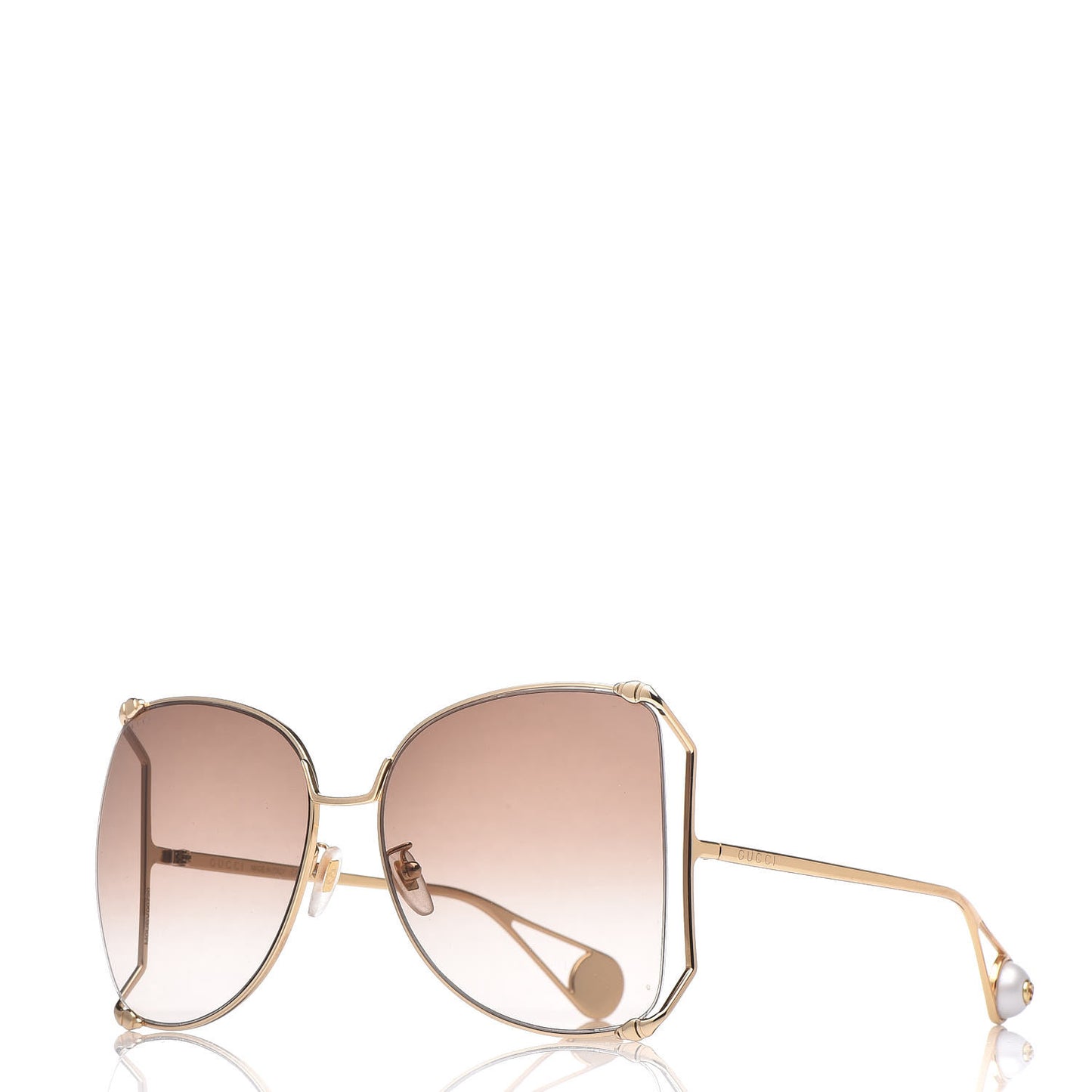 Oversized Round Sunglasses GG0252S Gold Brown