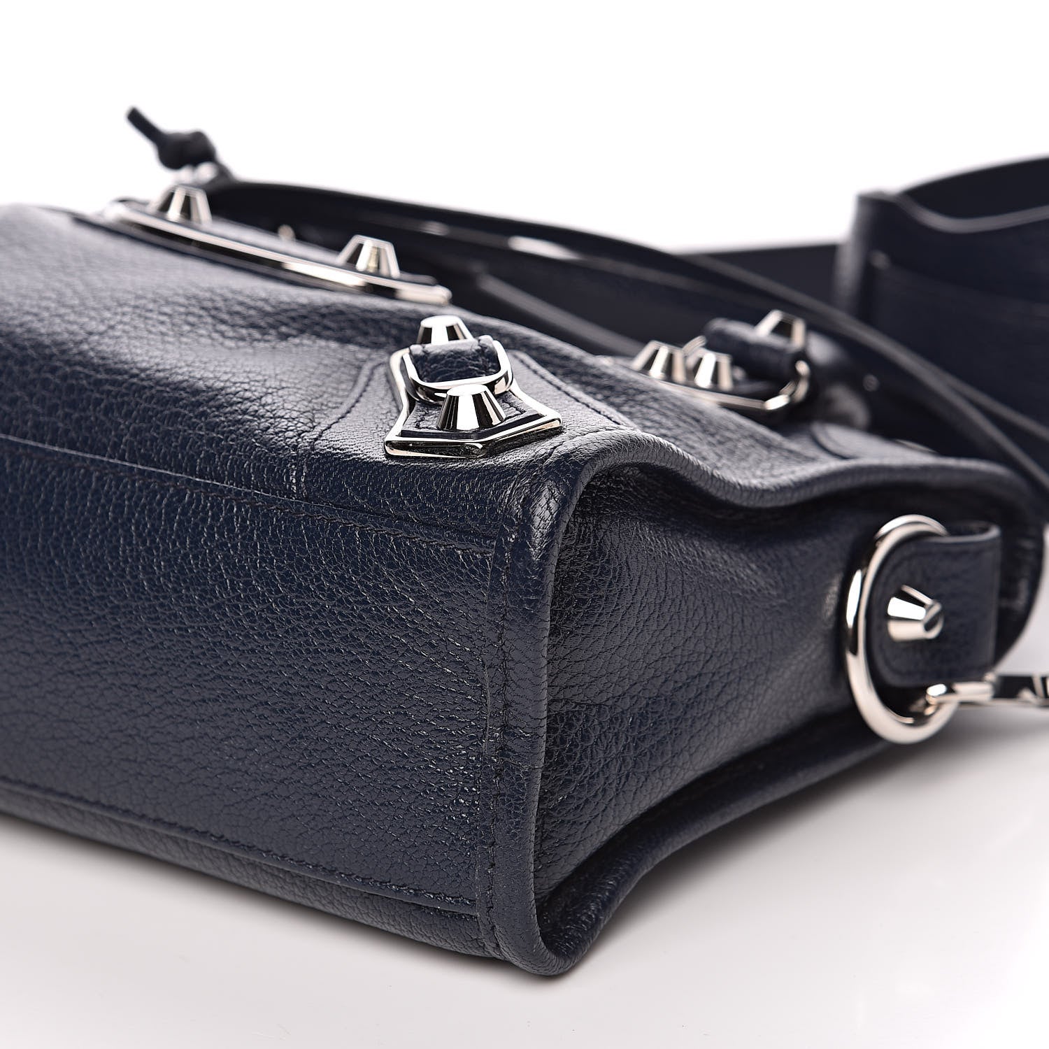 Balenciaga Chevre Silver Metallic Edge Hardware Mini City Bleu Nuit Dark Sea 9 of 9