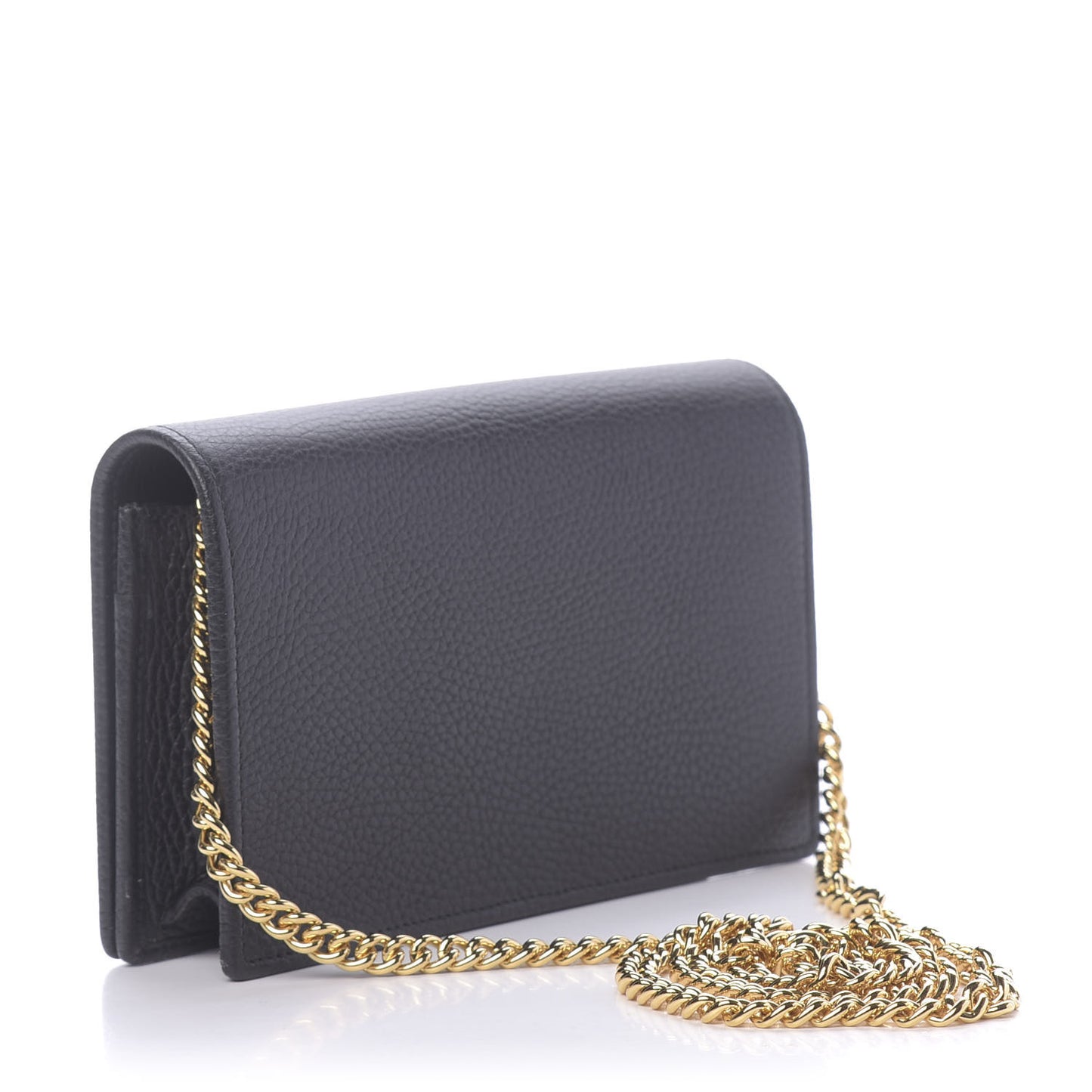 Calfskin Mini GG Marmont Chain Wallet Black