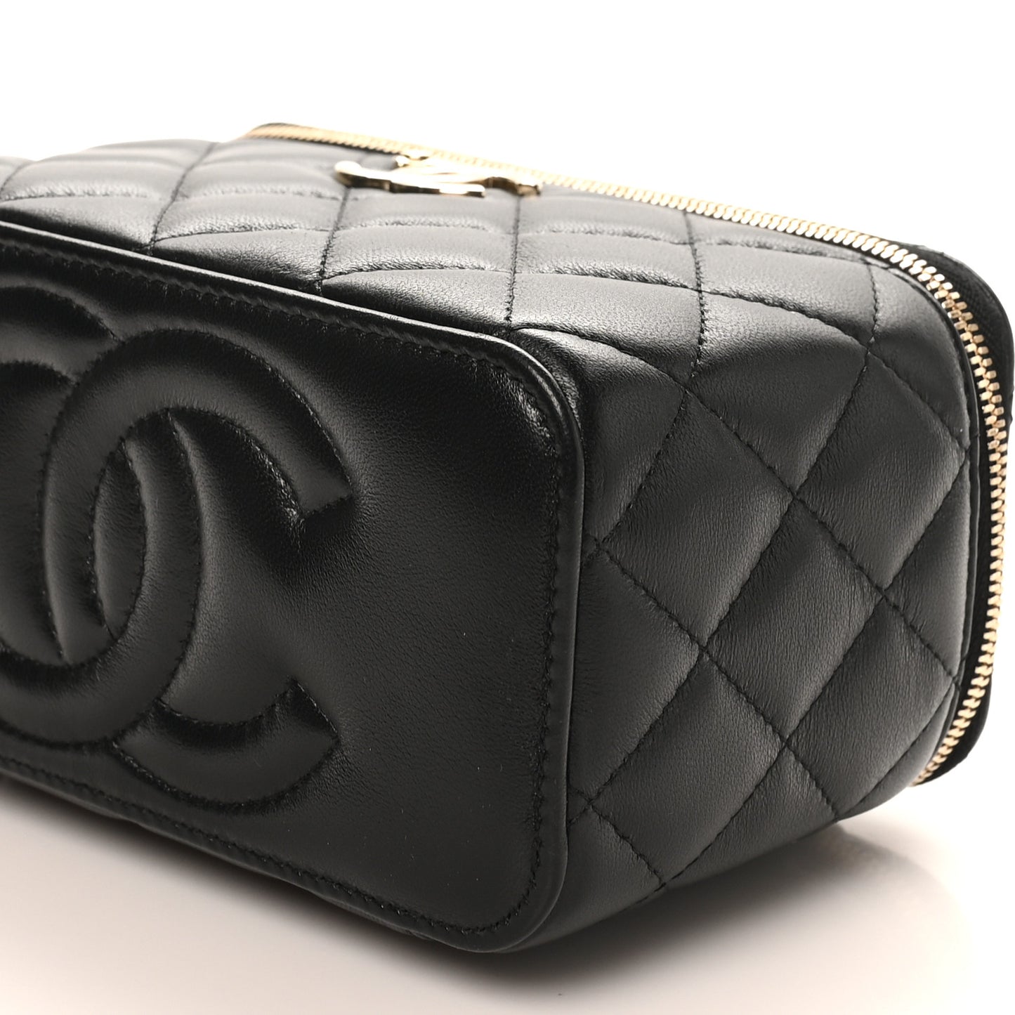 Lambskin Quilted Small CC Vanity Case Black