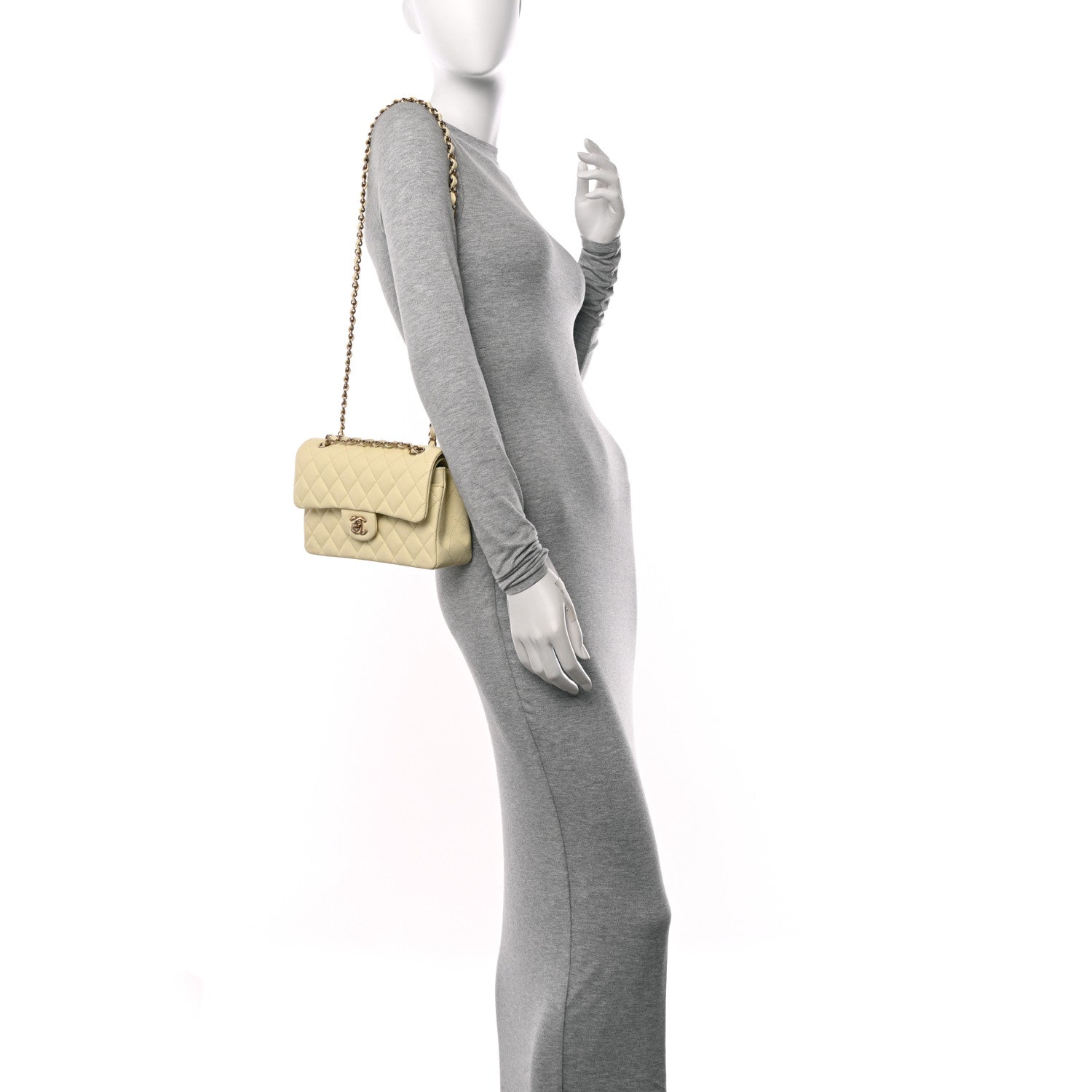 Chanel Caviar Quilted Small Double Flap Light Yellow 2 of 10