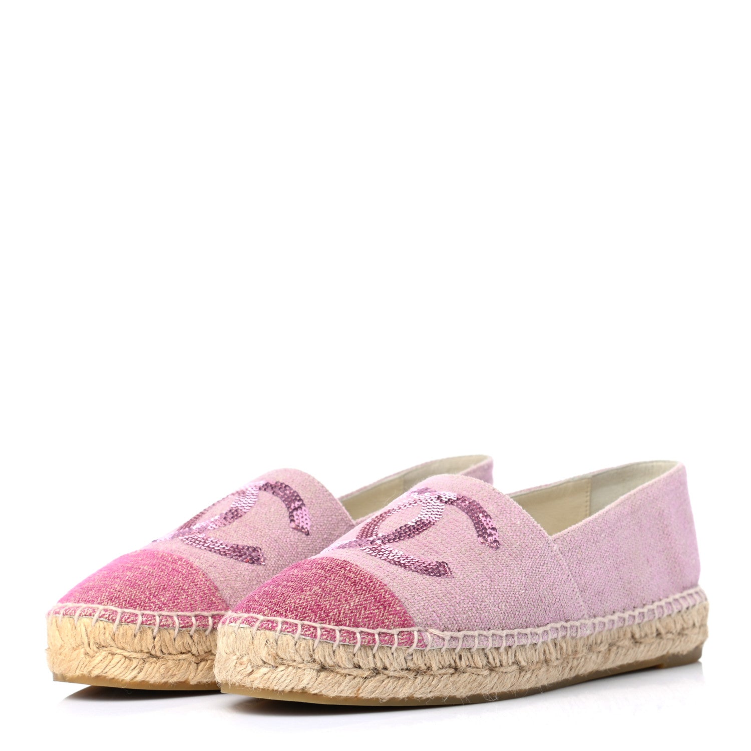Chanel Toile Sequin CC Espadrilles 37 Pink Dark Pink 3 of 8