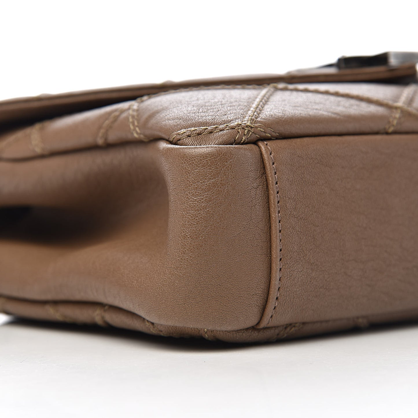 Calfskin Matelasse Diamond Quilted Monogram Medium College Bag Brown