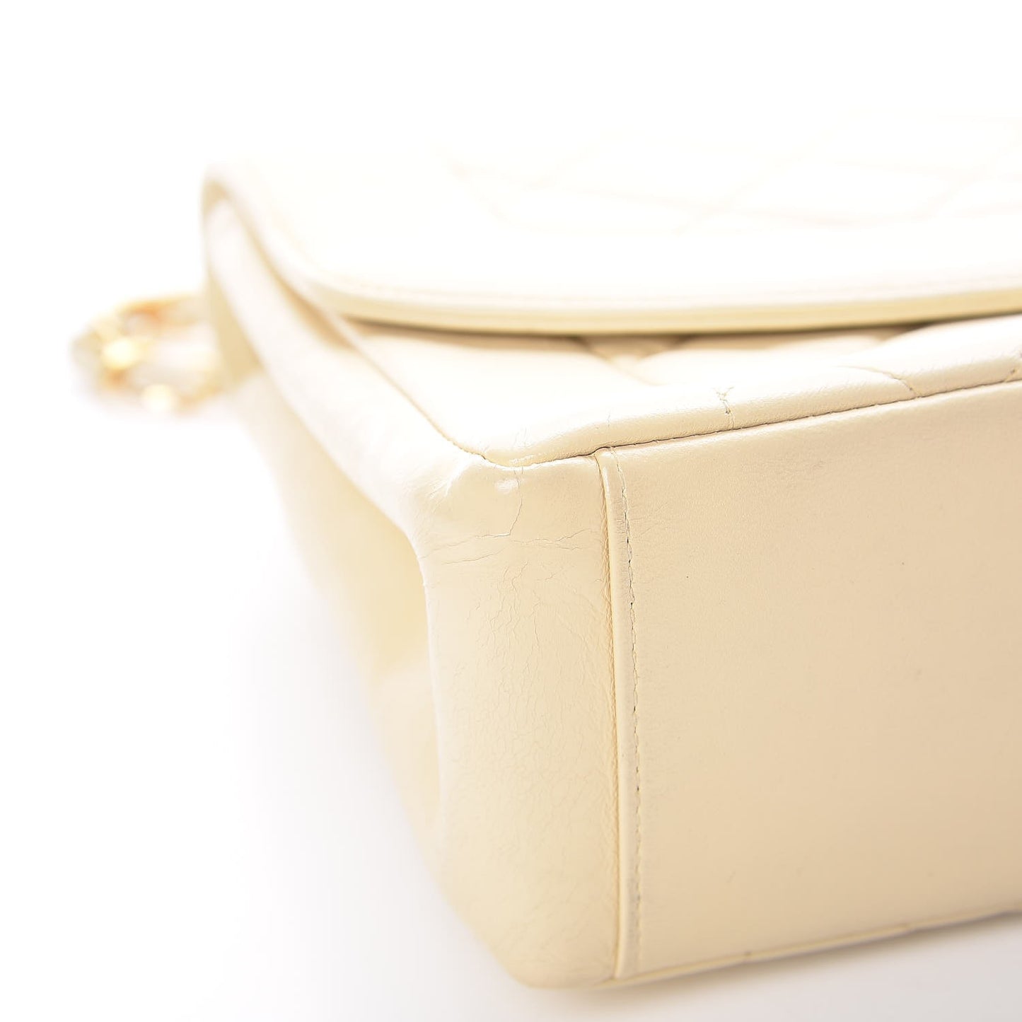Lambskin Quilted Small Single Flap Beige