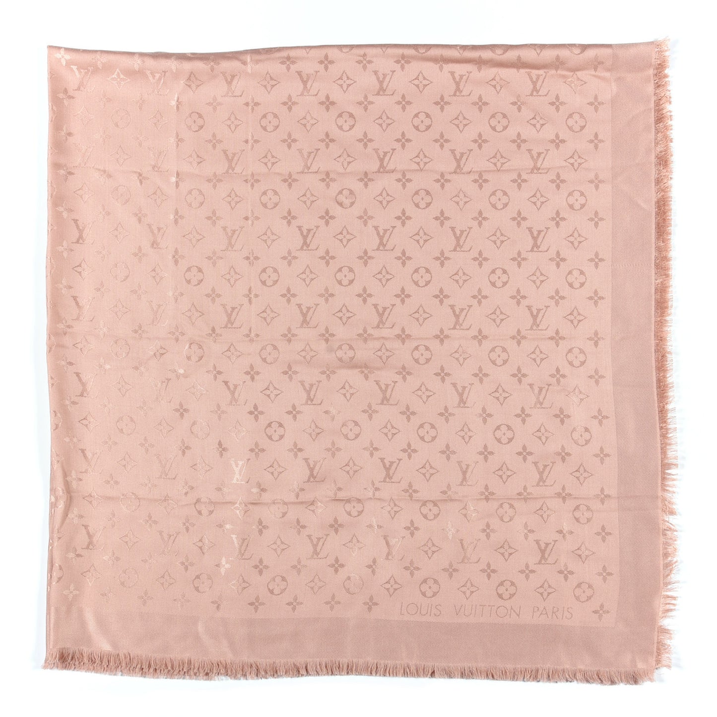 Silk Wool Monogram Shawl Rose