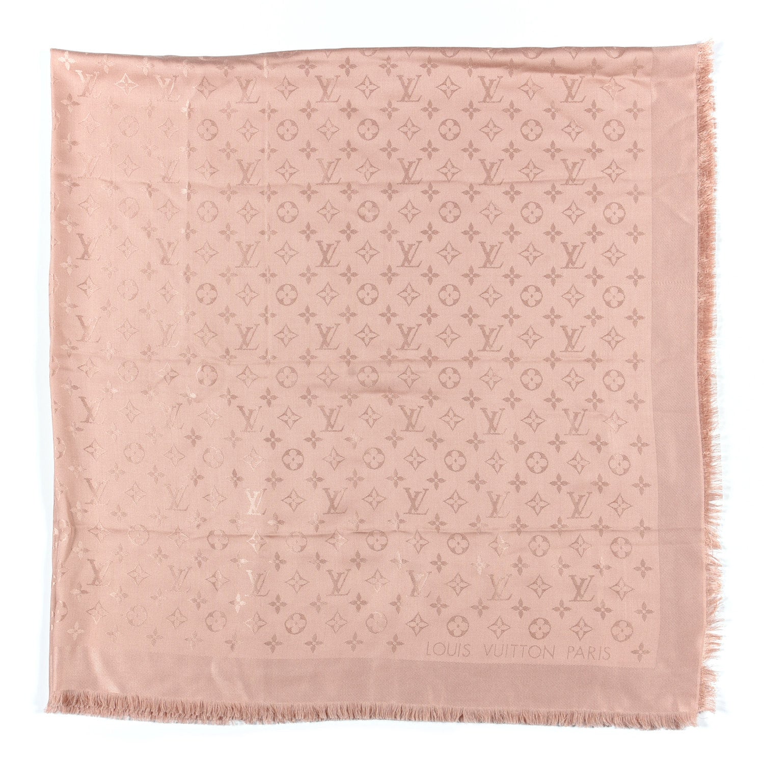 Louis Vuitton Silk Wool Monogram Shawl Rose 2 of 6