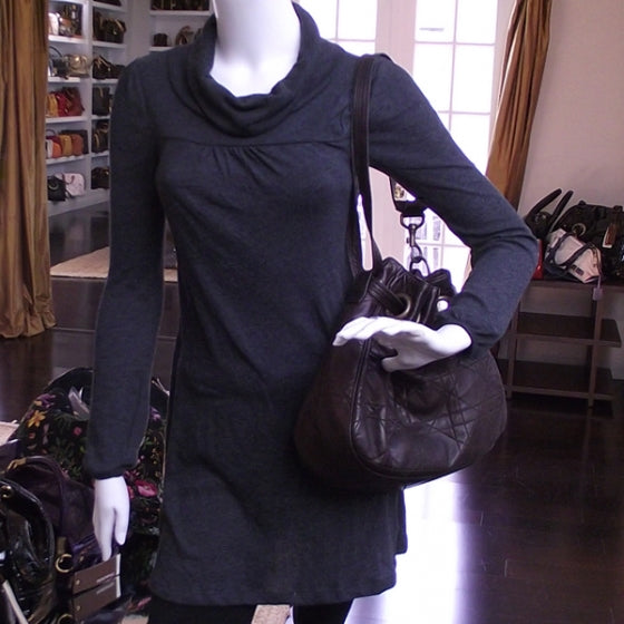 Leather Medium Cannage Tote Brown